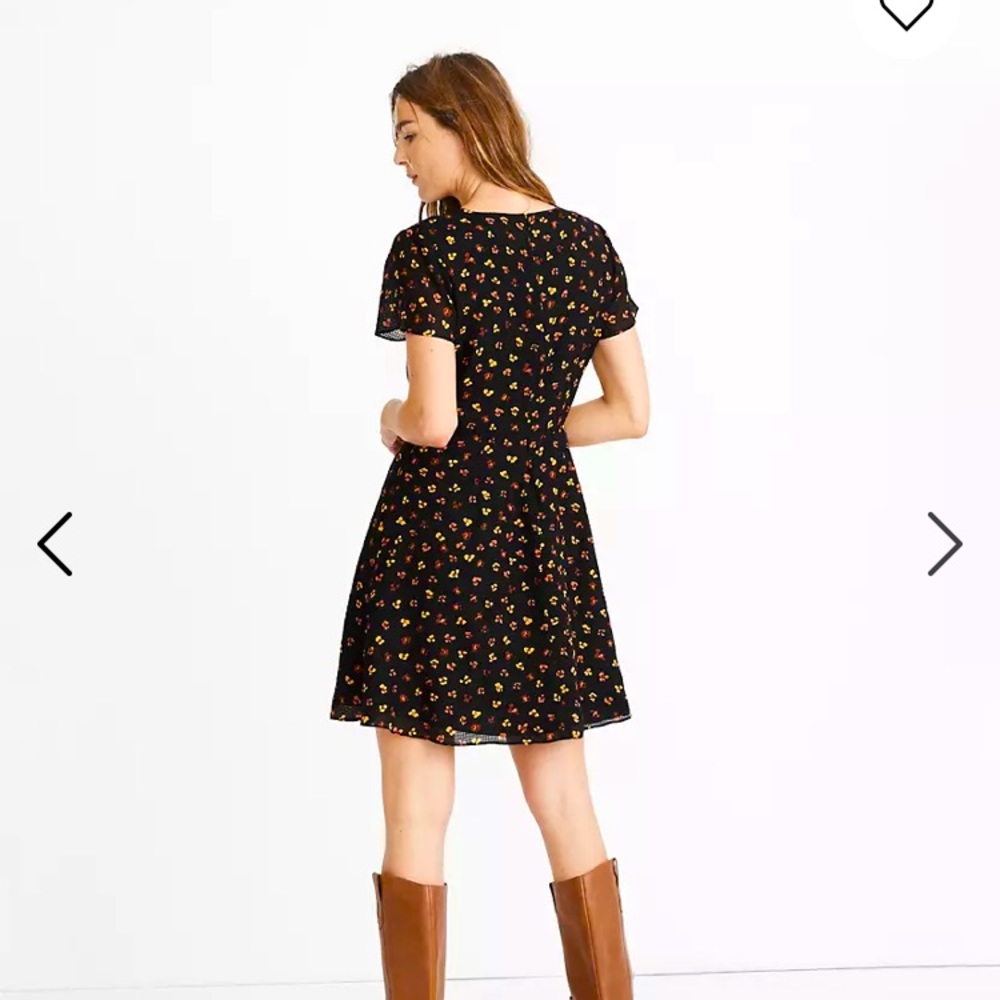 Silk Button-Front Swing Dress in Feline Floral. Madewell size 8